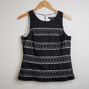 WHBM Woven Cotton Shell With Lace Insets